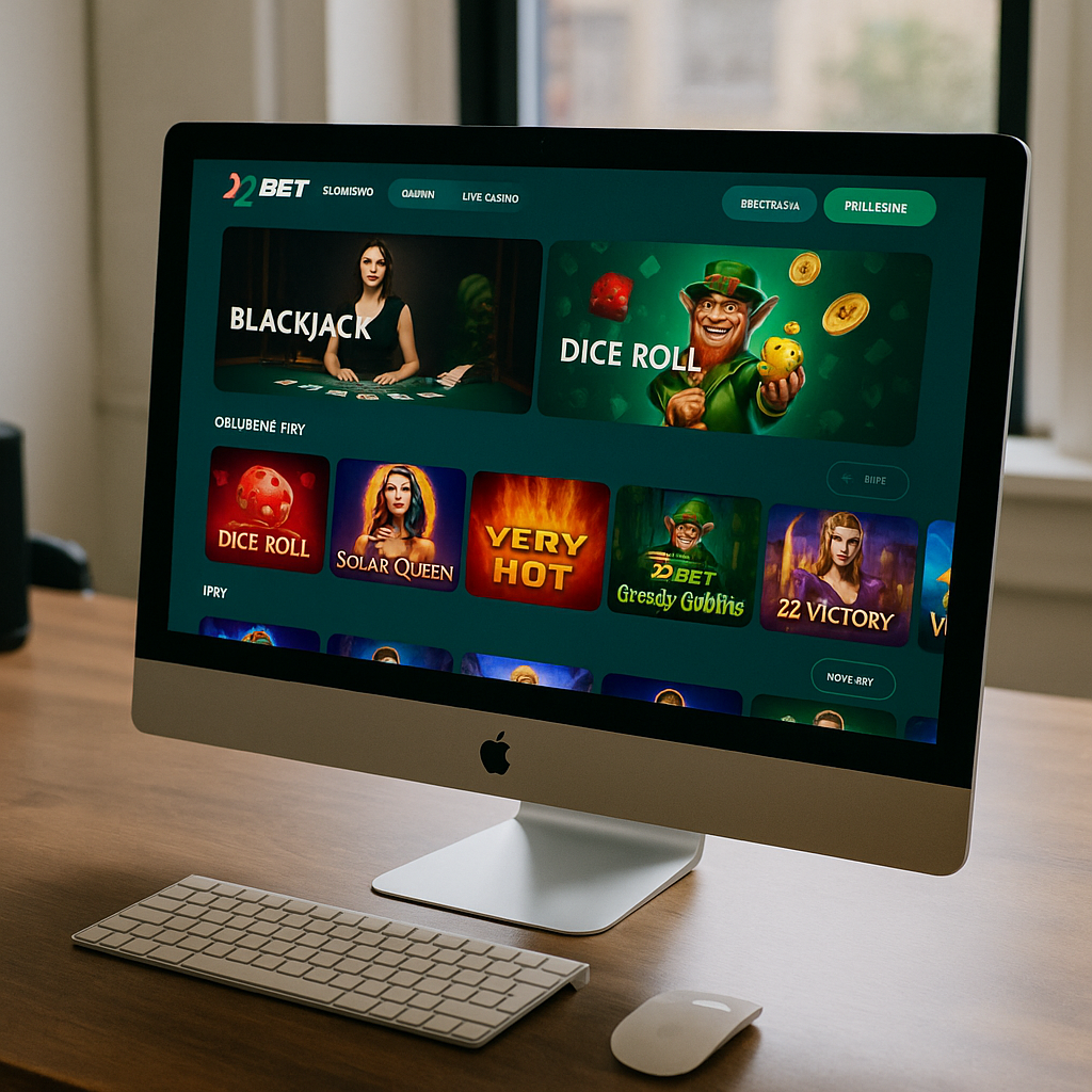 22bet - Intuitívny dizajn desktop platformy - prehľadná navigácia